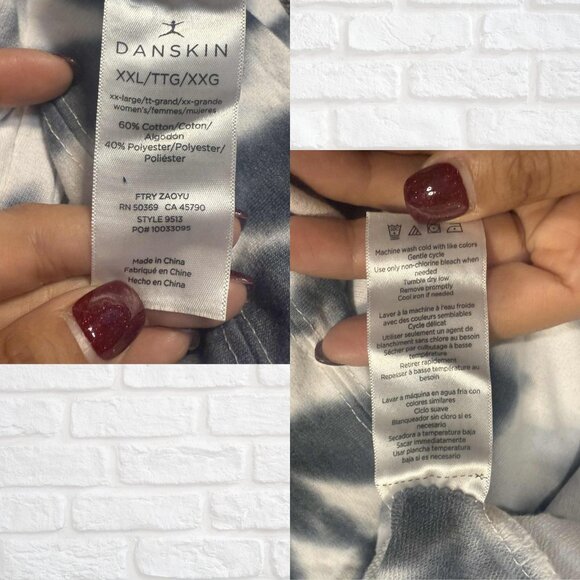 Danskin Gray & White Tie-Dye Long Sleeve Sweatshirt Top XXL Normcore Plus Cozy - Picture 5 of 6